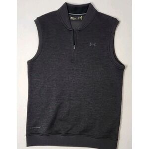 Under Armour Storm 1/4 Zip Sweater Vest Mens Small Loose Black Heather
